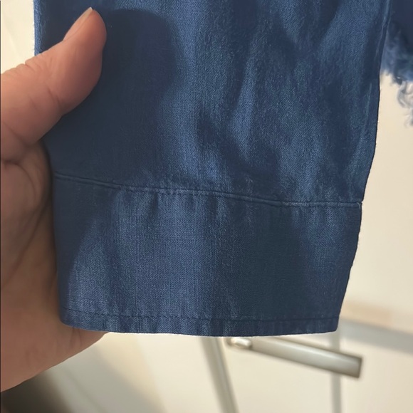 Rails Blue Button-Up Blouse with Patch Accents - Picture 5 of 11